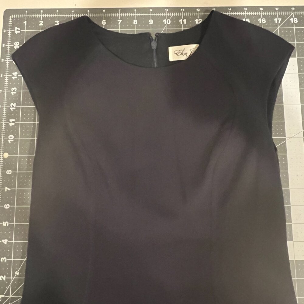 Eliza J Cap Sleeve Crepe Sheath Dress Navy Blue Size 6 - Picture 6 of 11